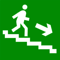 Направление к эвакуационному выходу по лестнице вниз Е13 (200х200)