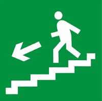 Направление к эвакуационному выходу по лестнице вниз Е14 (200х200)